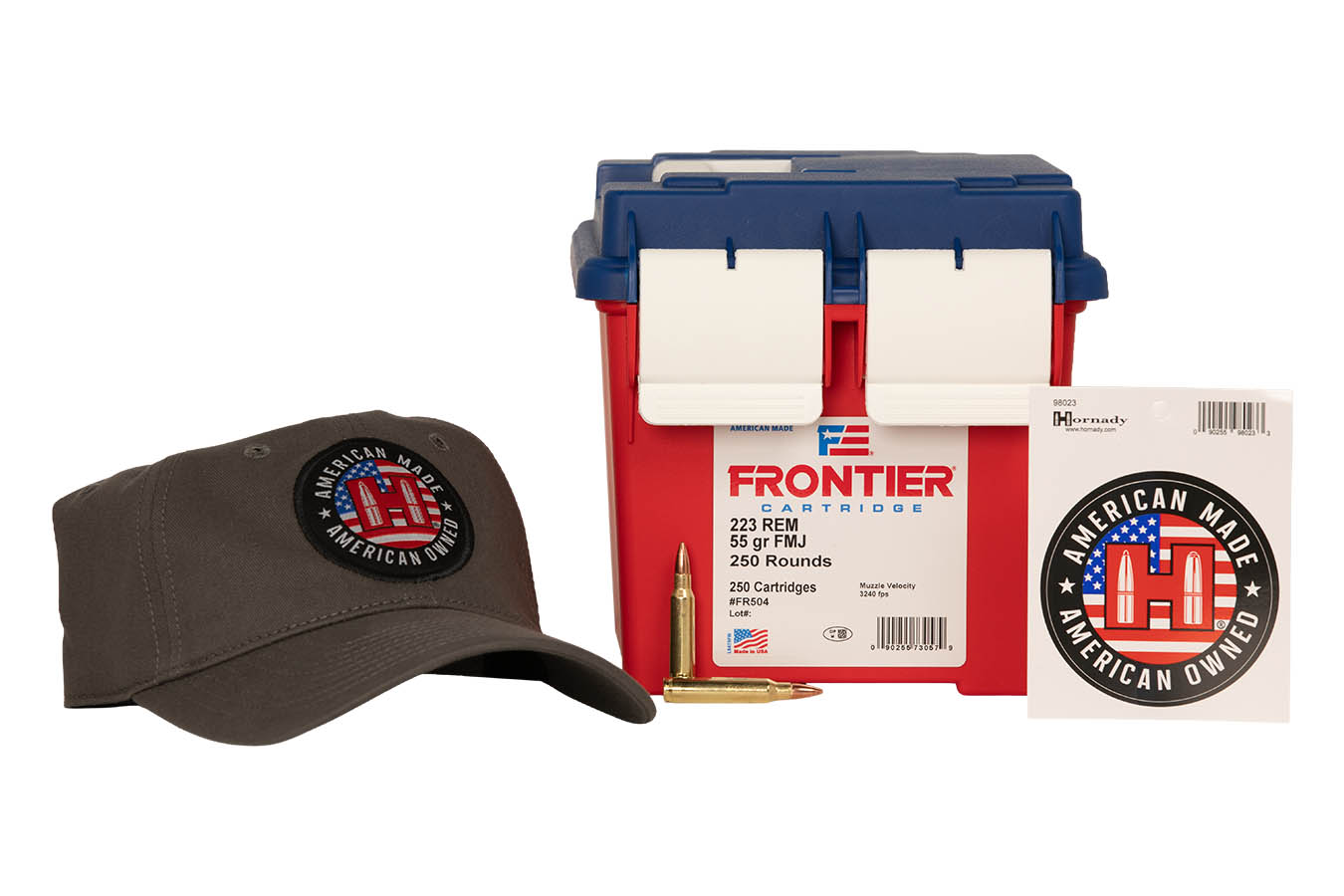 HORNADY 223 Remington 55gr FMJ Frontier 250th Anniversary 250 Rounds in Ammo Can